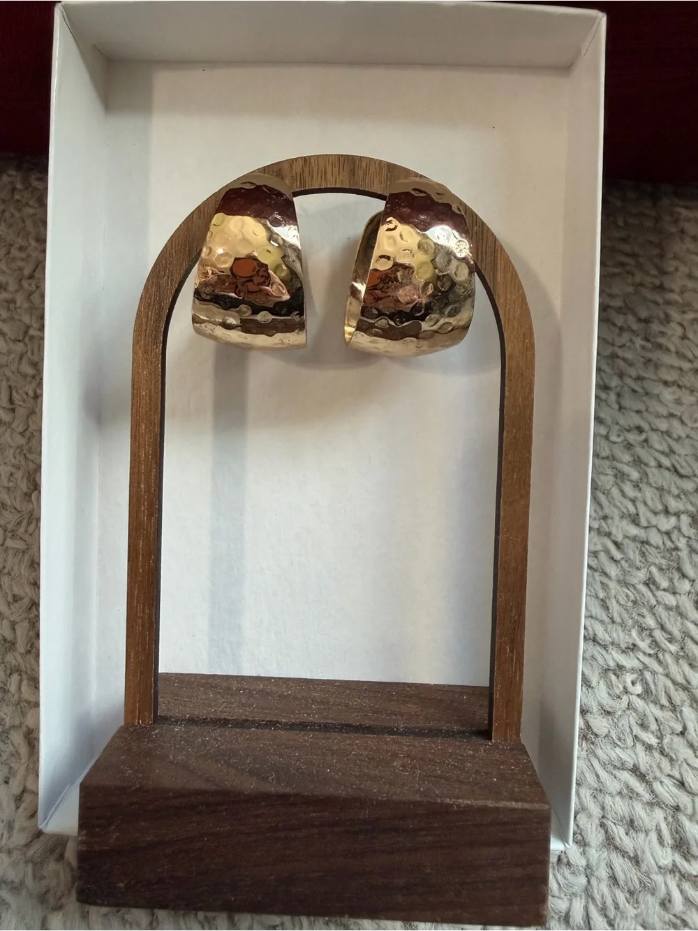 Chunky Hammered Gold-Tone Statement Hoop Earrings